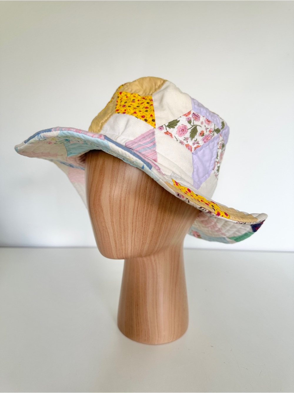 Farewell Frances Patchwork Floral Bucket Hat Multicolor Cream Farmhouse Boho
